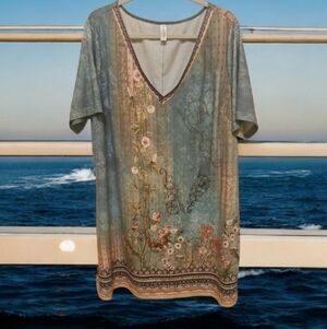 Zolucky Nightgown Or Loungewear Pretty Colors Floral V NECK 1X